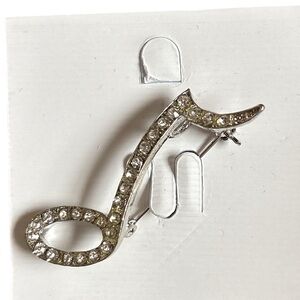 Silver Music Note Pin Brooch